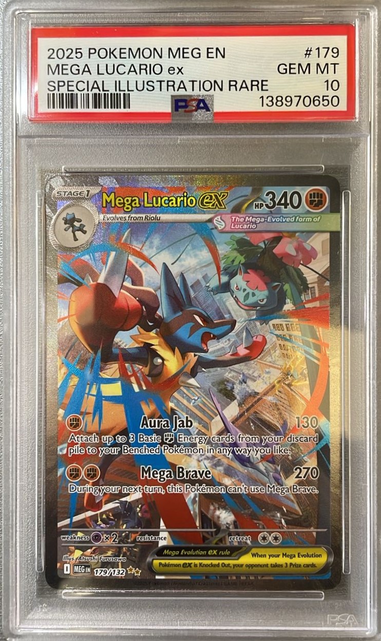2025 Pokémon MEG EN Mega Lucario ex Special Illustration Rare #179 GEM MT PSA 10
